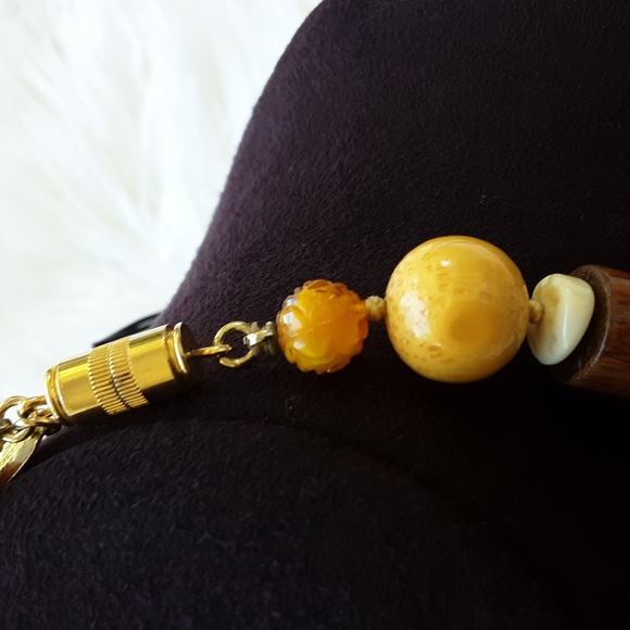 Rare Vintage Signed Les Bernard Inc Faux Ivory and Wood Necklace - Picture 2 of 10